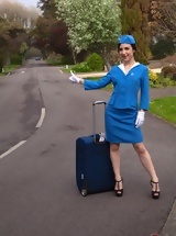 Stewardess wants to ventilate crotch after a long flight